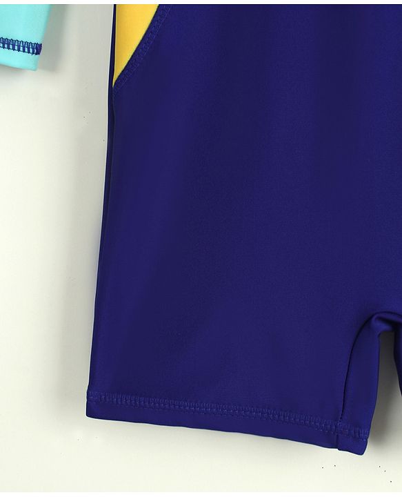 Pine Active Raglan Full Sleeves Legged Swimsuit - Navy Blue