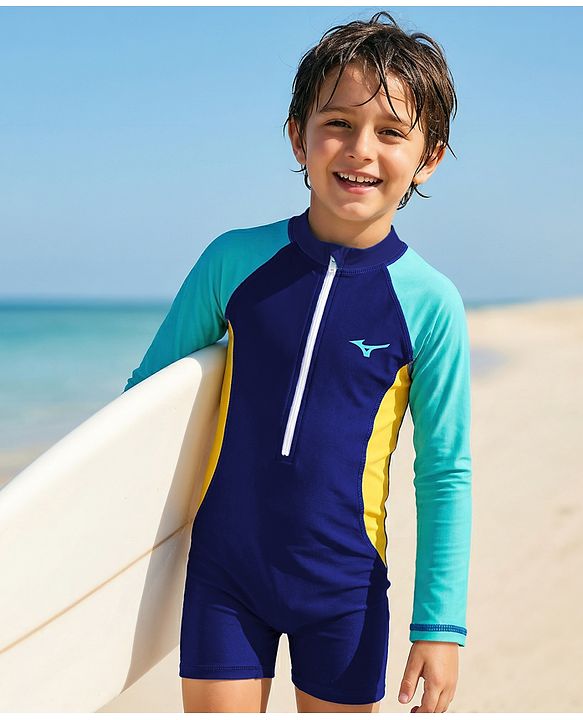 Pine Active Raglan Full Sleeves Legged Swimsuit - Navy Blue
