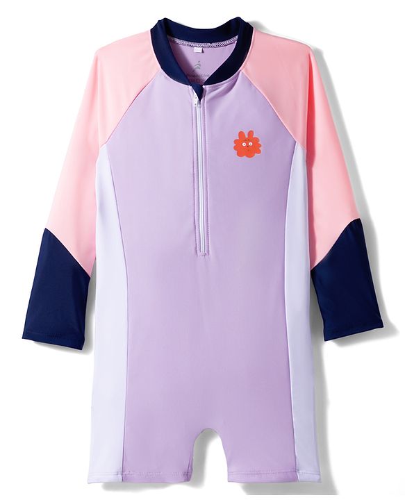Pine Active Full Raglan Sleeves Legged Swimsuit - Purple