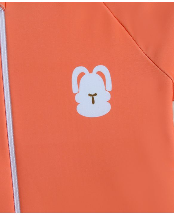 Pine Active Full Raglan Sleeves Legged Swimsuit With Bunny Print - Orange