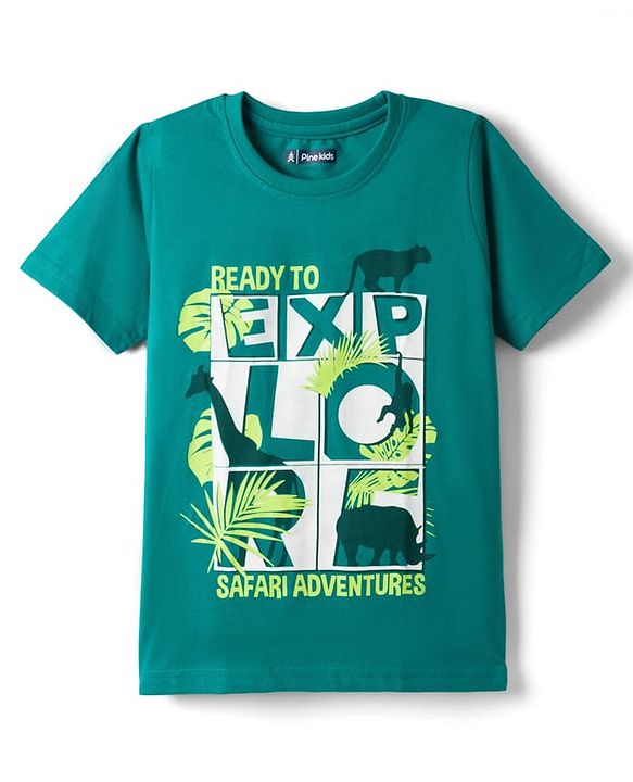 Pine Kids Cotton Knit Half Sleeves T-Shirts with Text Graphic Pack of 3 - Multicolor