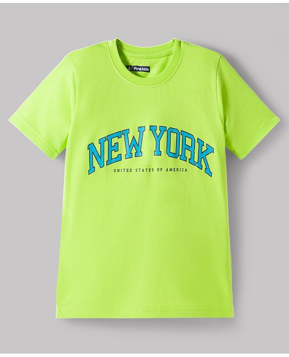 Pine Kids Cotton Knit Half Sleeves T-Shirts With Text & Beach Print Pack of 3 - Multicolor