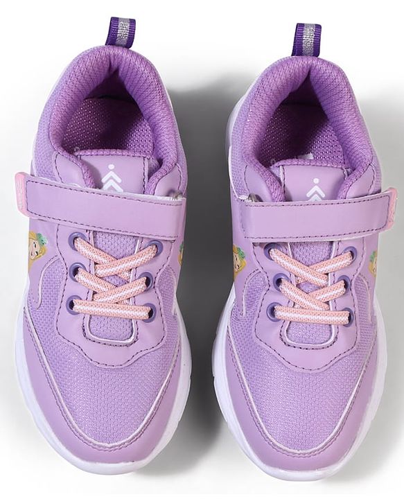Pine Kids Disney Velcro Closure Sneaker Shoes with Rapunzel Print - Purple