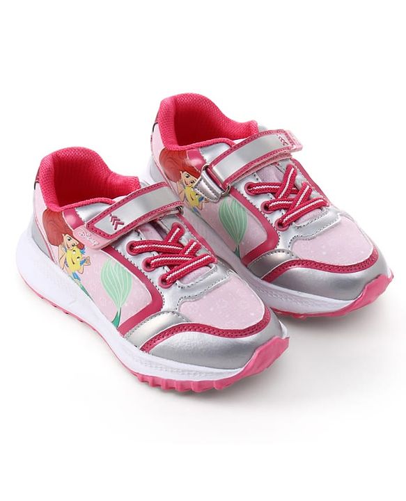 Pine Kids Disney Velcro Closure Sneakers with Ariel Graphic - Pink