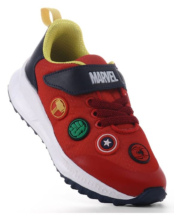 Pine Kids Marvel Velcro Closure Sneakers with Patch Detailing - Red & Blue