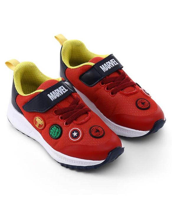 Pine Kids Marvel Velcro Closure Sneakers with Patch Detailing - Red & Blue