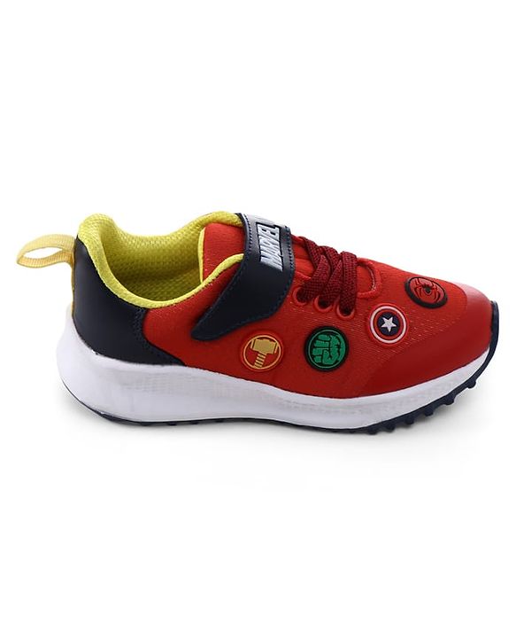Pine Kids Marvel Velcro Closure Sneakers with Patch Detailing - Red & Blue