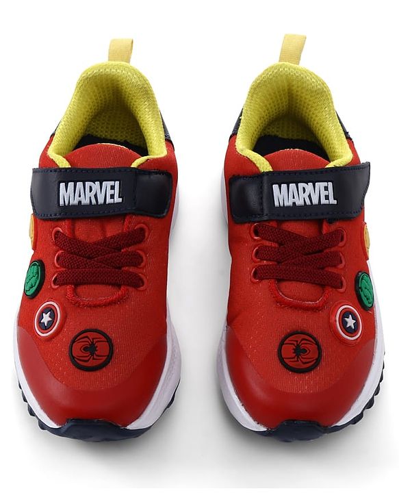 Pine Kids Marvel Velcro Closure Sneakers with Patch Detailing - Red & Blue