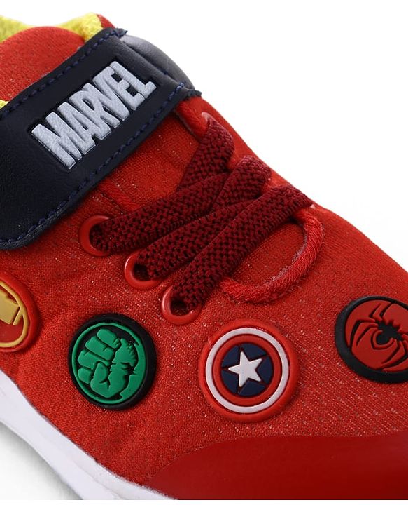 Pine Kids Marvel Velcro Closure Sneakers with Patch Detailing - Red & Blue