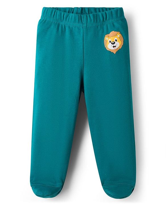 Babyhug Interlock Cotton Knit Full Length Jungle Theme Printed Bootie Leggings Pack Of 3 - Multicolour