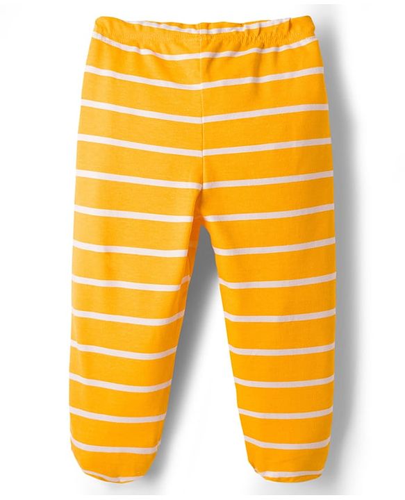 Babyhug Interlock Cotton Knit Full Length Jungle Theme Printed Bootie Leggings Pack Of 3 - Multicolour