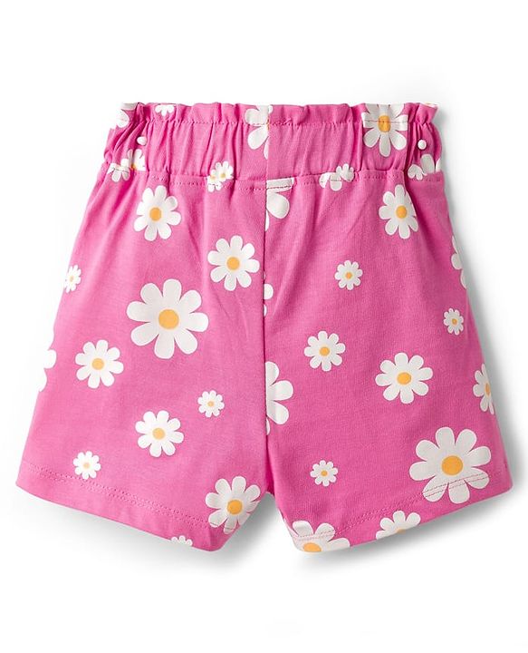 Babyhug Disney Single Jersey Knit Half Sleeves T-Shirt & Shorts Night Suit With Minnie Mouse Print - Pink
