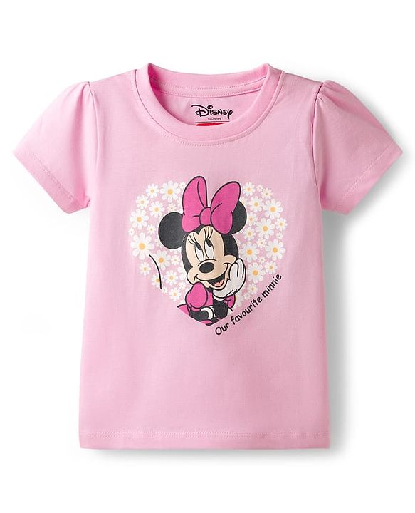 Babyhug Disney Single Jersey Knit Half Sleeves T-Shirt & Shorts Night Suit With Minnie Mouse Print - Pink