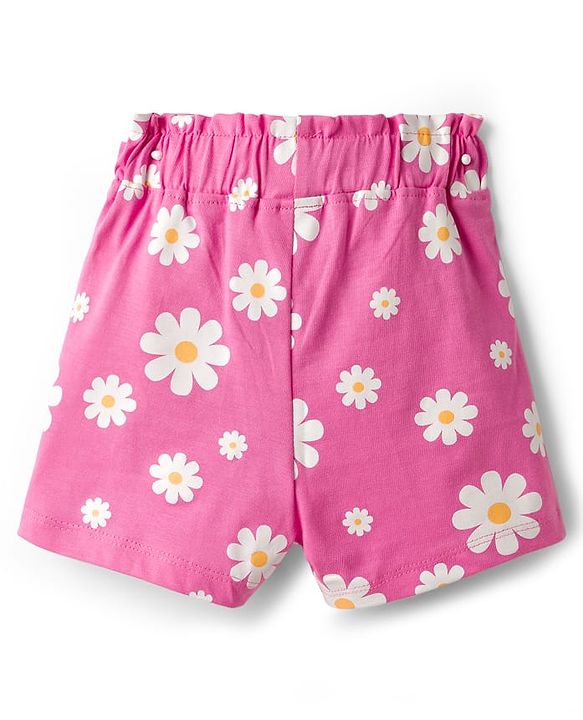 Babyhug Disney Single Jersey Knit Half Sleeves T-Shirt & Shorts Night Suit With Minnie Mouse Print - Pink