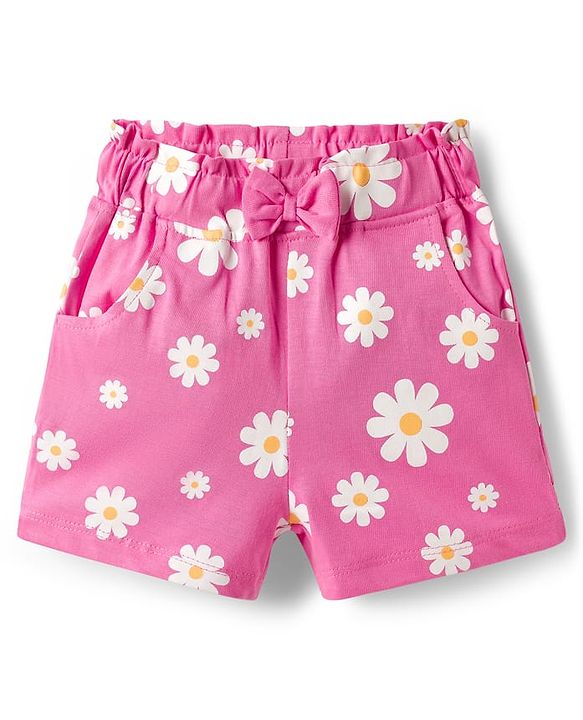 Babyhug Disney Single Jersey Knit Half Sleeves T-Shirt & Shorts Night Suit With Minnie Mouse Print - Pink