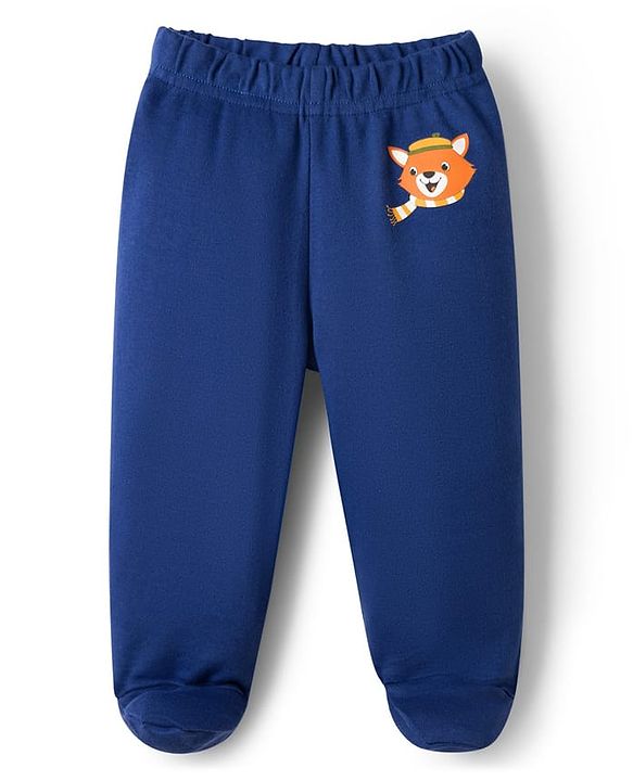 Babyhug Interlock Cotton Knit Bootie Leggings With Stripes & Animal Print Pack Of 3 - Multicolour