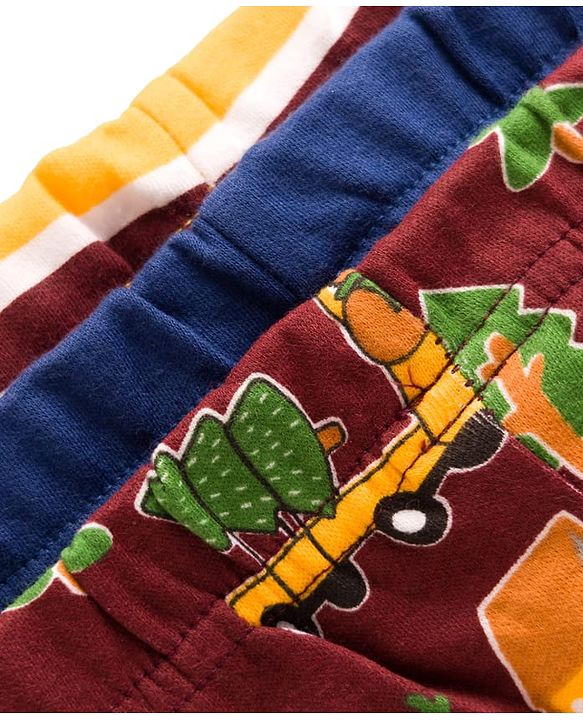 Babyhug Interlock Cotton Knit Bootie Leggings With Stripes & Animal Print Pack Of 3 - Multicolour