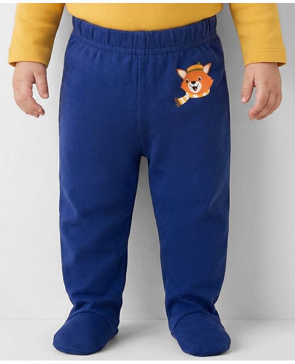 Babyhug Interlock Cotton Knit Bootie Leggings With Stripes & Animal Print Pack Of 3 - Multicolour