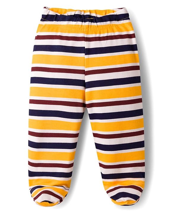 Babyhug Interlock Cotton Knit Bootie Leggings With Stripes & Animal Print Pack Of 3 - Multicolour