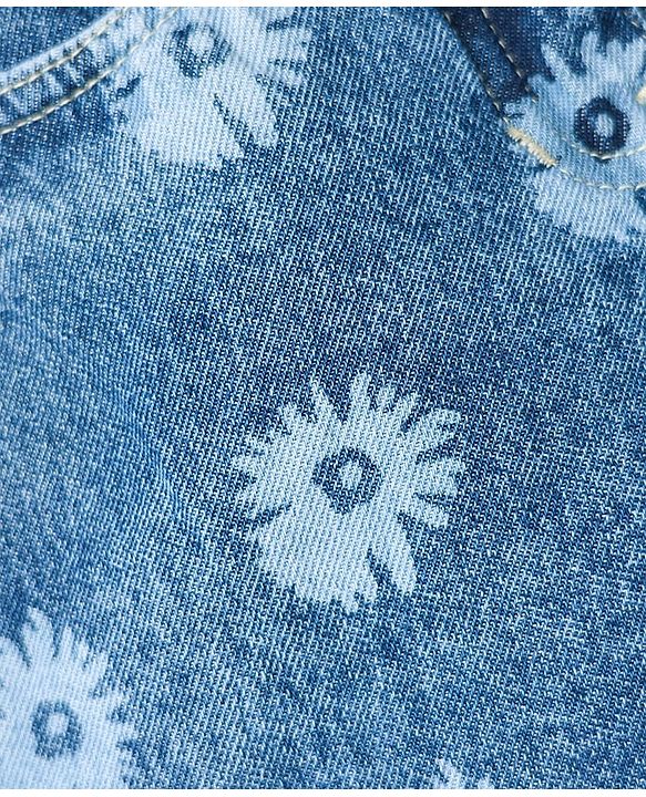Pine Kids Denim Woven Shorts With Floral Print - Blue