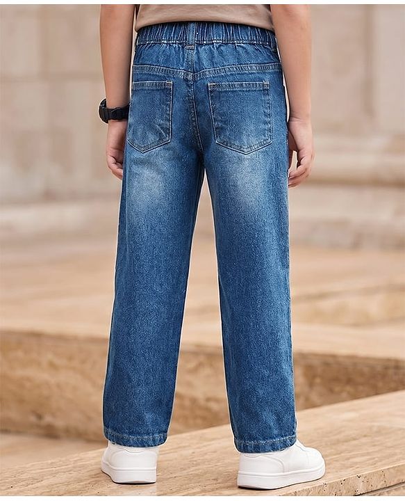 Pine Kids Denim Woven Solid Full Length Jeans - Blue