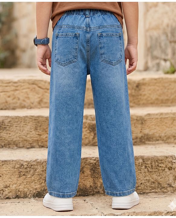 Pine Kids Denim Woven Full Length Distressed Jeans - Blue