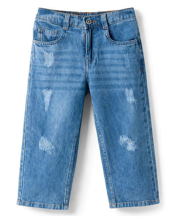 Pine Kids Denim Woven Full Length Distressed Jeans - Blue