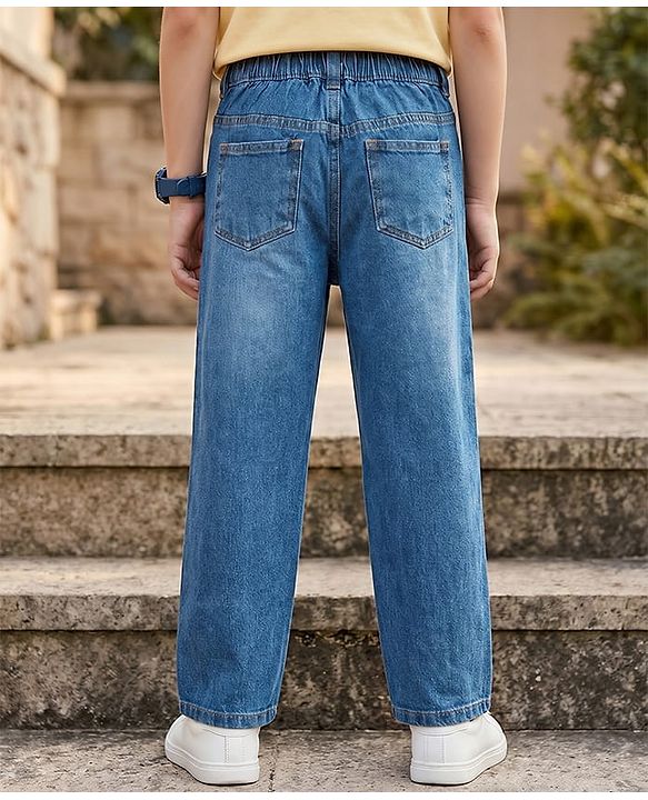 Pine Kids Denim Woven Solid Full Length Jeans - Blue