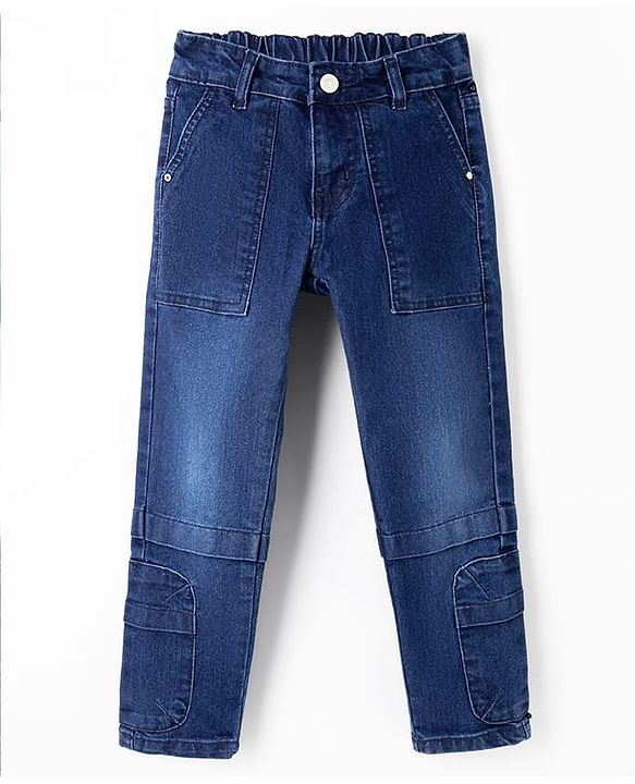 Pine Kids Denim Woven Full Length Solid Color Cut & Sew Jeans - Navy Blue