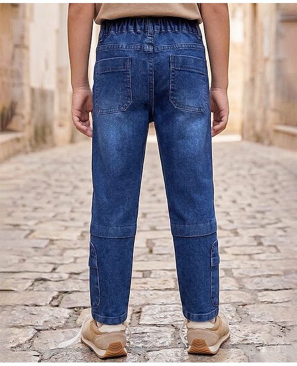 Pine Kids Denim Woven Full Length Solid Color Cut & Sew Jeans - Navy Blue