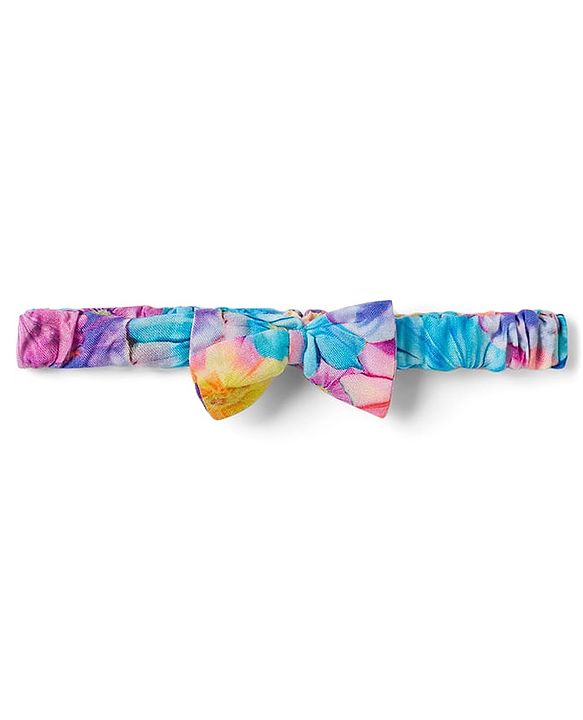 Babyhug Cotton Woven Half Sleeves Floral Printed Top & Skirts Set With Headband - Multicolour