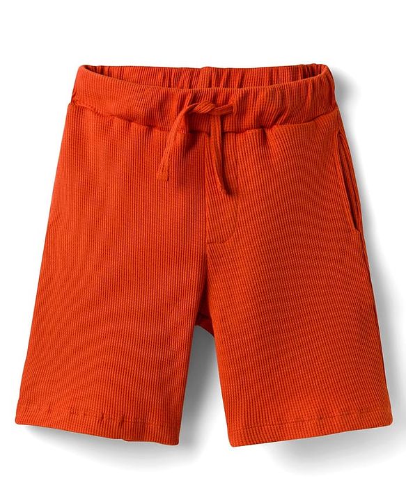 Pine Kids Cotton Blend Solid Coloured Above Knee Length Shorts - Rust Orange