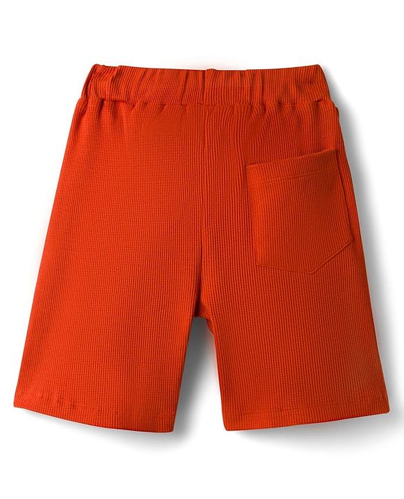 Pine Kids Cotton Blend Solid Coloured Above Knee Length Shorts - Rust Orange