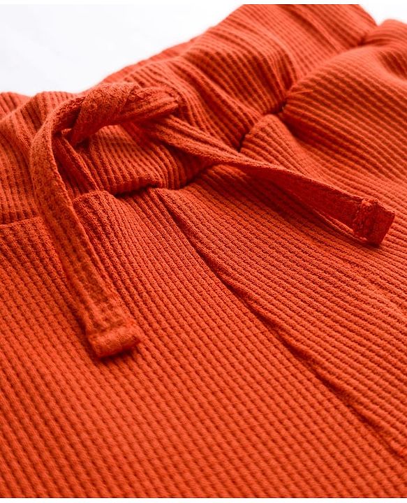Pine Kids Cotton Blend Solid Coloured Above Knee Length Shorts - Rust Orange