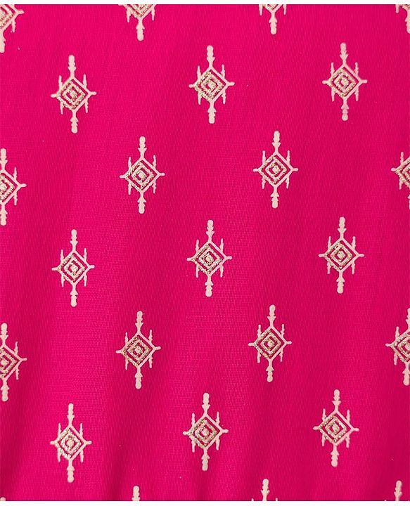Pine Kids 100% Viscose Woven Sleeveless Floral Printed Ethnic Dress - Dark Pink