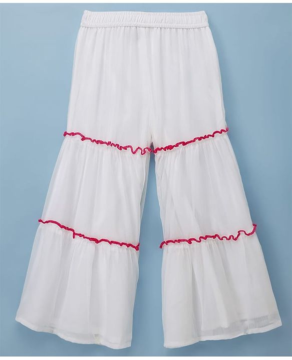 Pine Kids Viscose Woven Full Sleeves Indo Western Set with Embroidery - White