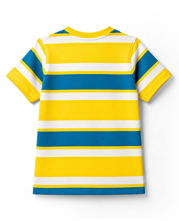 Pine Kids Cotton Knit T-Shirt Striped Round Neck Half Sleeves Multi Colors 4-5 Years