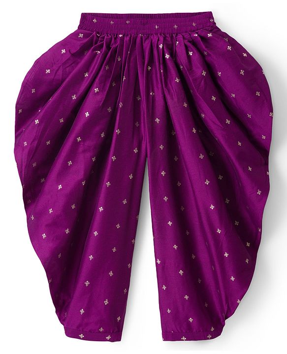 Pine Kids Woven Sleeveless Floral Foil Printed Kurti Salwar & Jacket - Purple