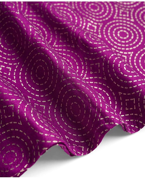 Pine Kids Woven Sleeveless Floral Foil Printed Kurti Salwar & Jacket - Purple