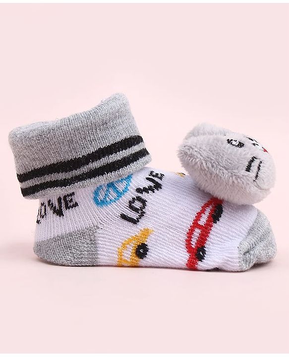 Cute Walk by Babyhug Sock Shoes With Animal Applique - Multicolour
