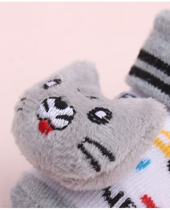 Cute Walk by Babyhug Sock Shoes With Animal Applique - Multicolour