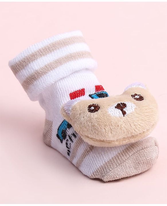 Cute Walk by Babyhug Sock Shoes With Vehicle Design & Animal Applique - Multicolour