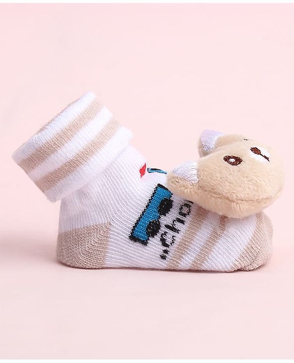 Cute Walk by Babyhug Sock Shoes With Vehicle Design & Animal Applique - Multicolour