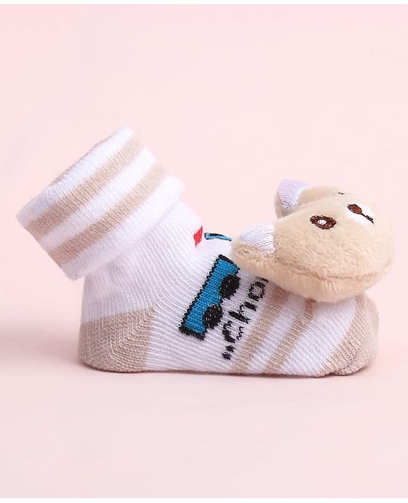 Cute Walk by Babyhug Sock Shoes With Vehicle Design & Animal Applique - Multicolour