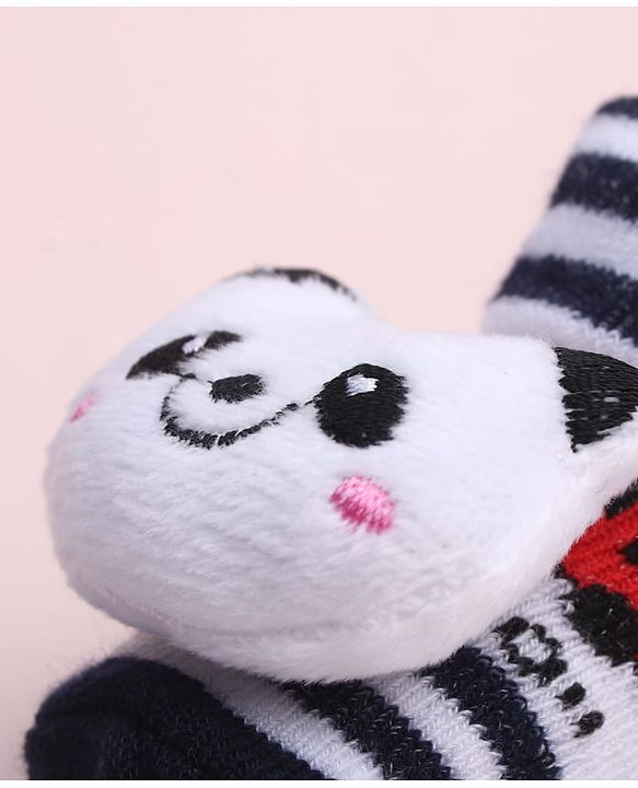 Cute Walk by Babyhug Sock Shoes With Stripes & Panda Applique - Multicolour