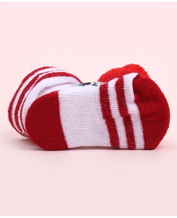 Cute Walk by Babyhug Sock Shoes With Stripes Vehicles Design & Applique - Multicolour