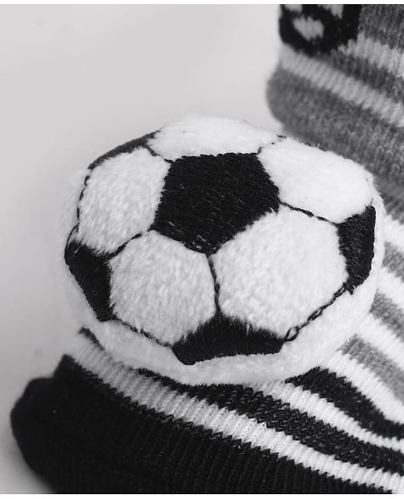 Cute Walk by Babyhug Sock Shoes With Stripes & Football Applique - Multicolour