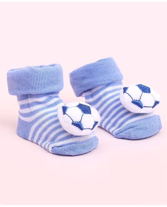 Cute Walk by Babyhug Sock Shoes With Stripes & Football Applique - Multicolour