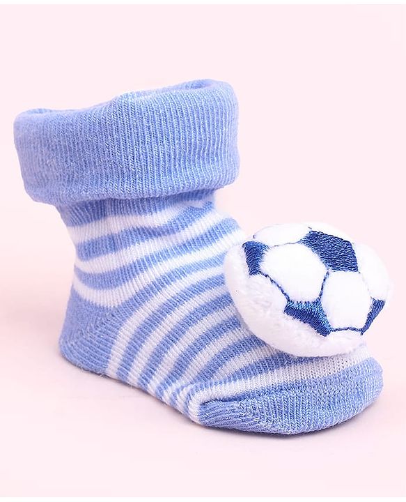 Cute Walk by Babyhug Sock Shoes With Stripes & Football Applique - Multicolour