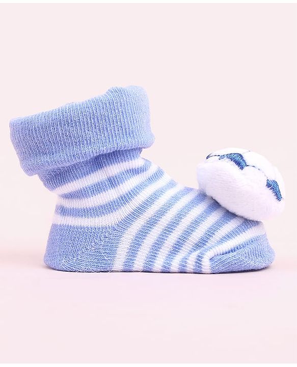 Cute Walk by Babyhug Sock Shoes With Stripes & Football Applique - Multicolour